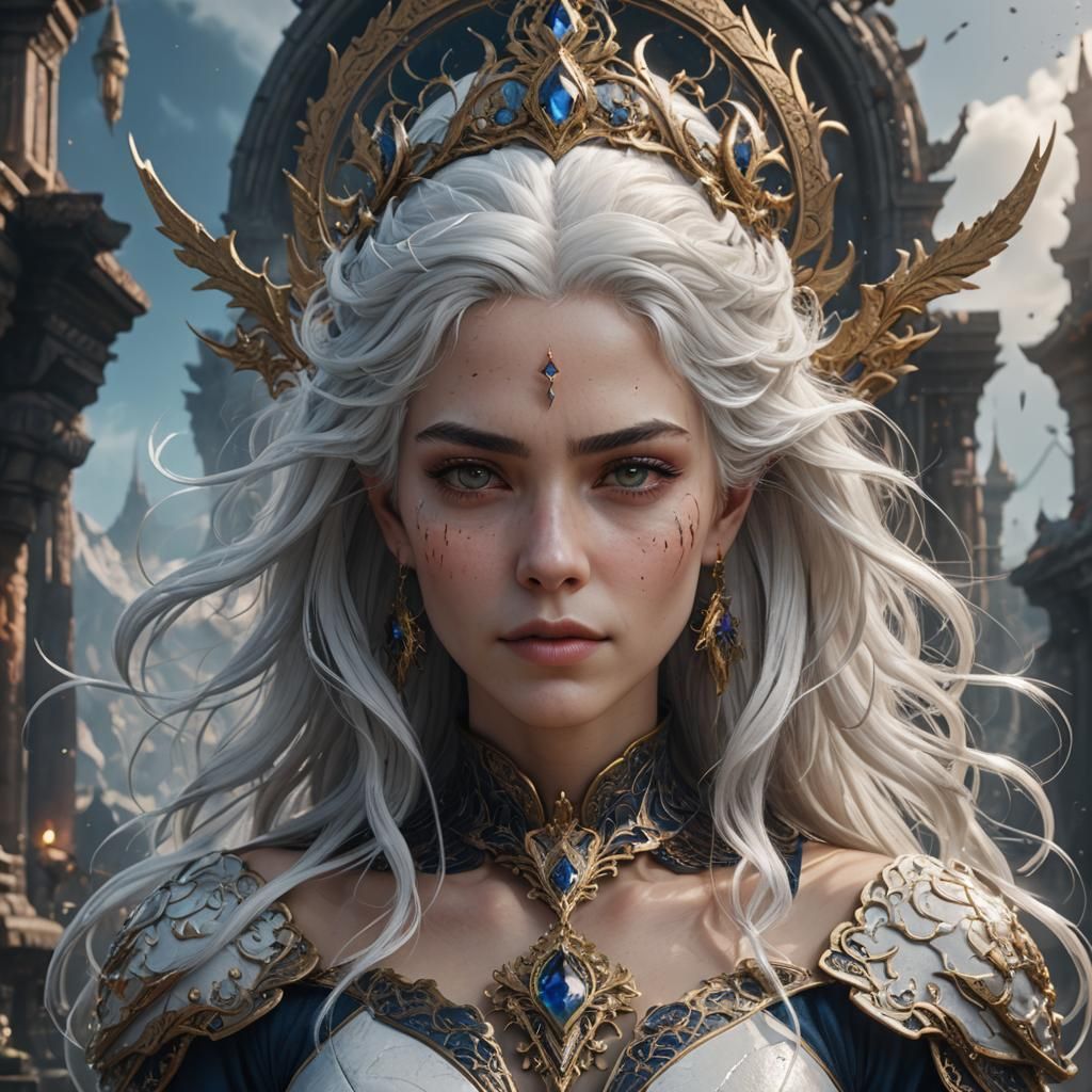 Beautiful White-Haired Woman: Fantasy Concept Art