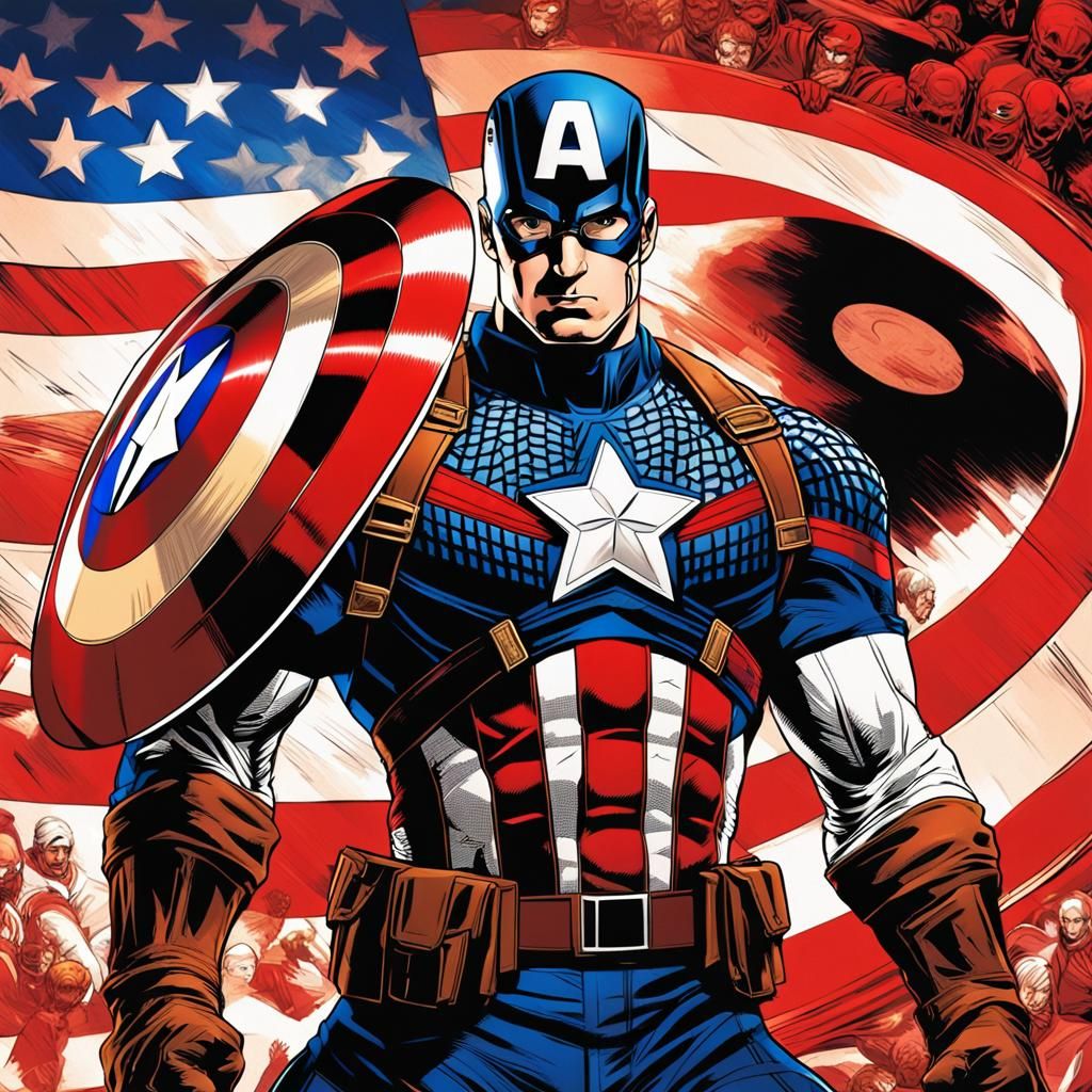 Dynamic Manga Anime Art: Hero with Shield