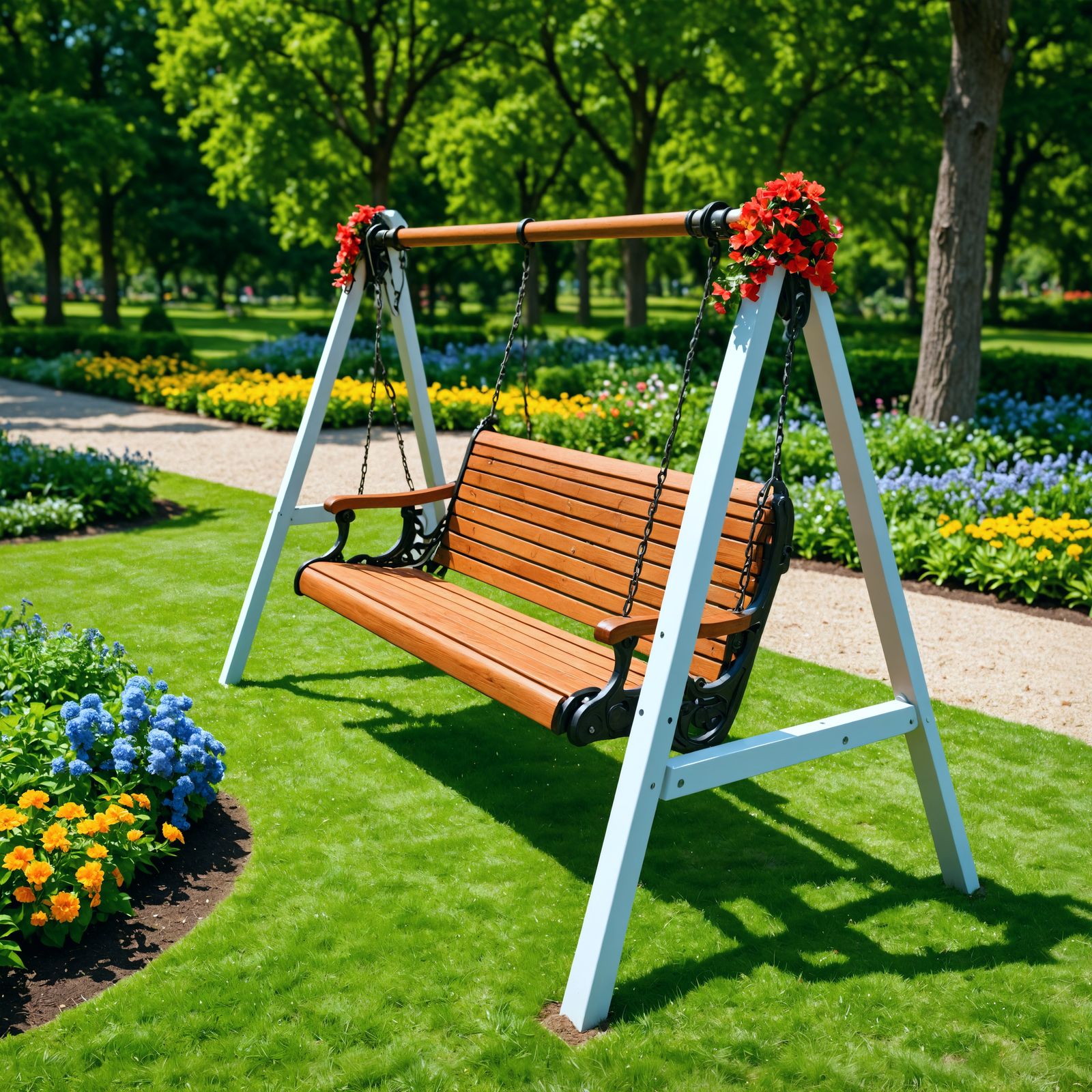 Garden Park Swing in Hyperrealistic Style