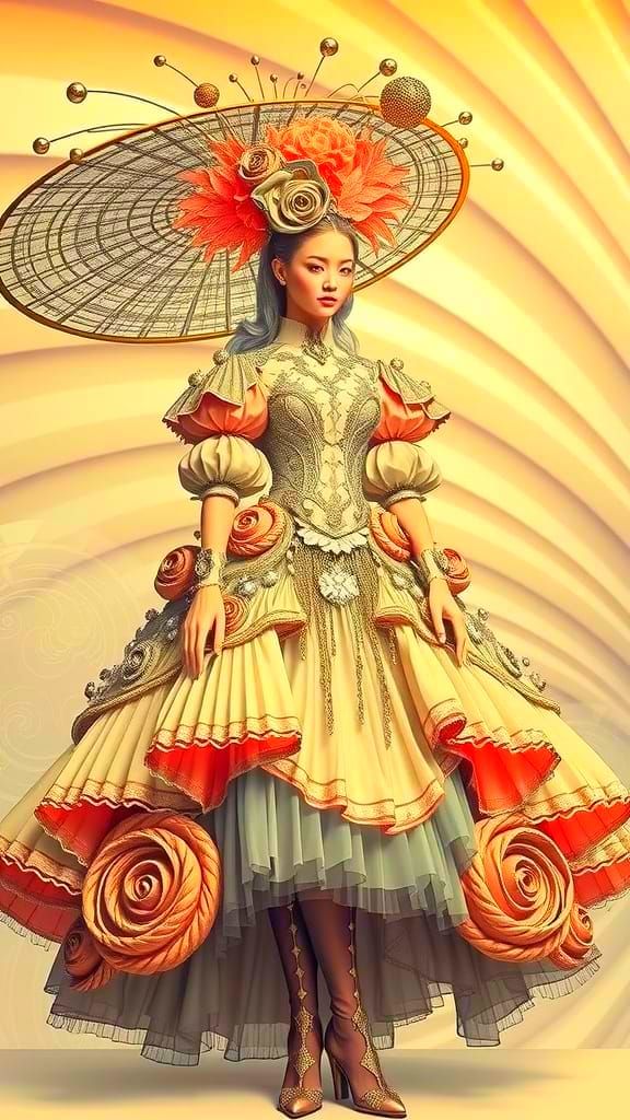 Cyberpunk Aristocrat in Voluminous, Futuristic Garment