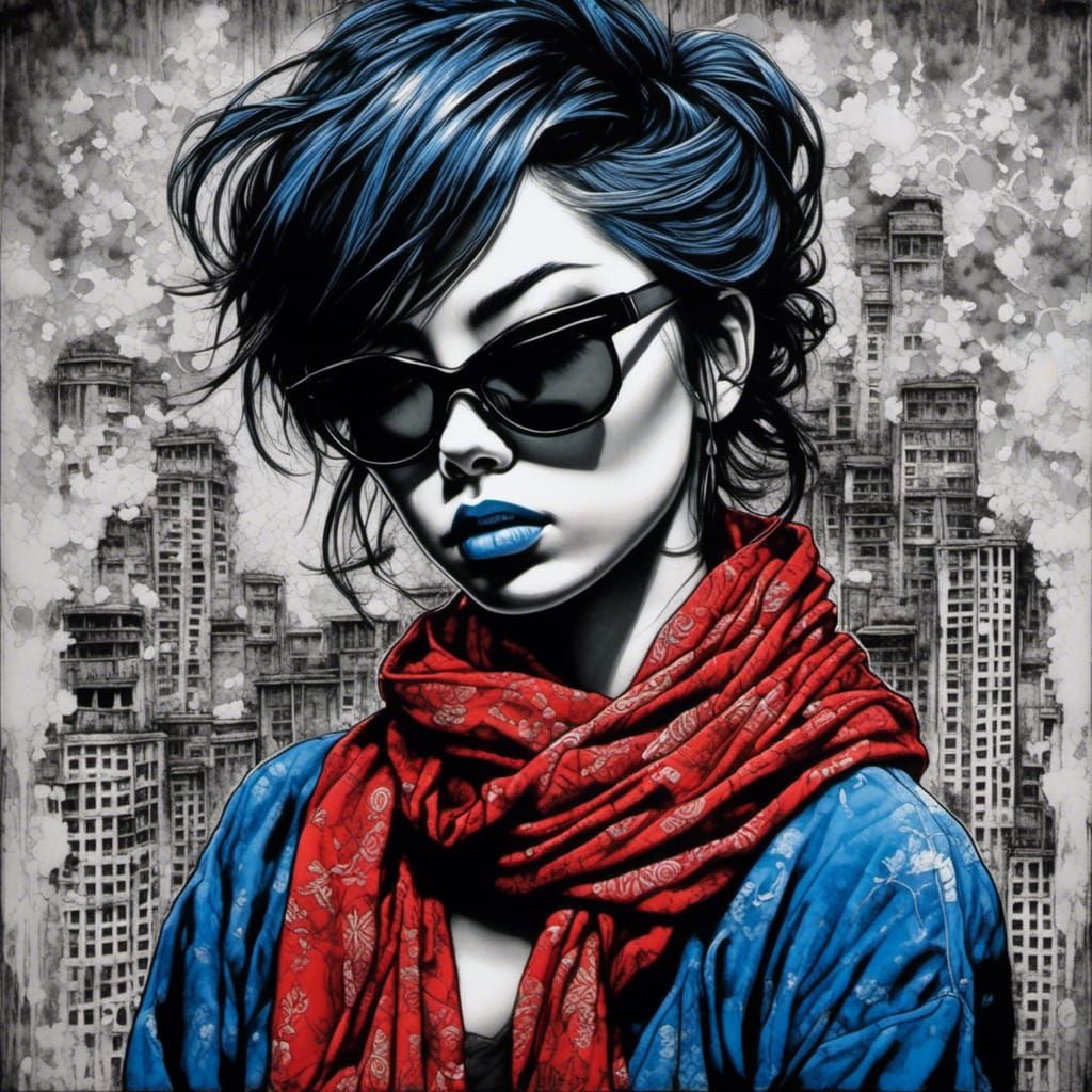 Mysterious Woman in Sunglasses and Scarf