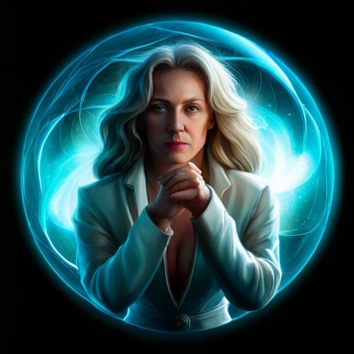 Ethereal Woman Trapped in Magical Orb: Digital Painting