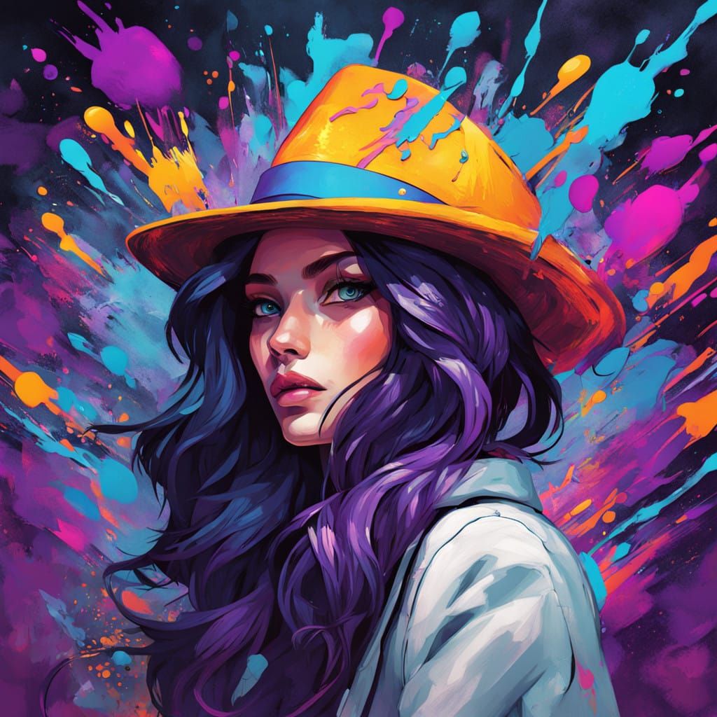 Mysterious Woman in Vibrant Graffiti Art