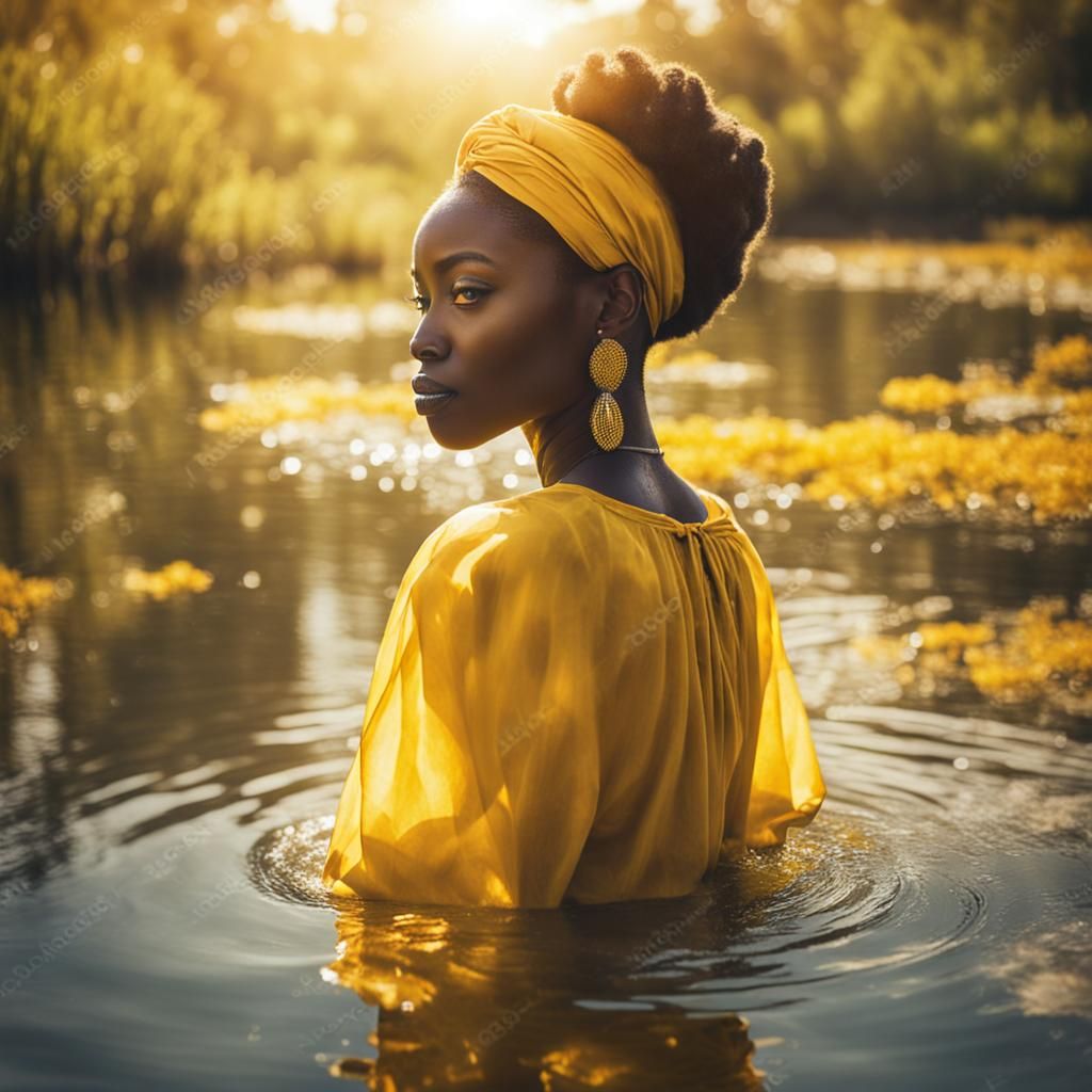 Young Woman in Yellow by a River