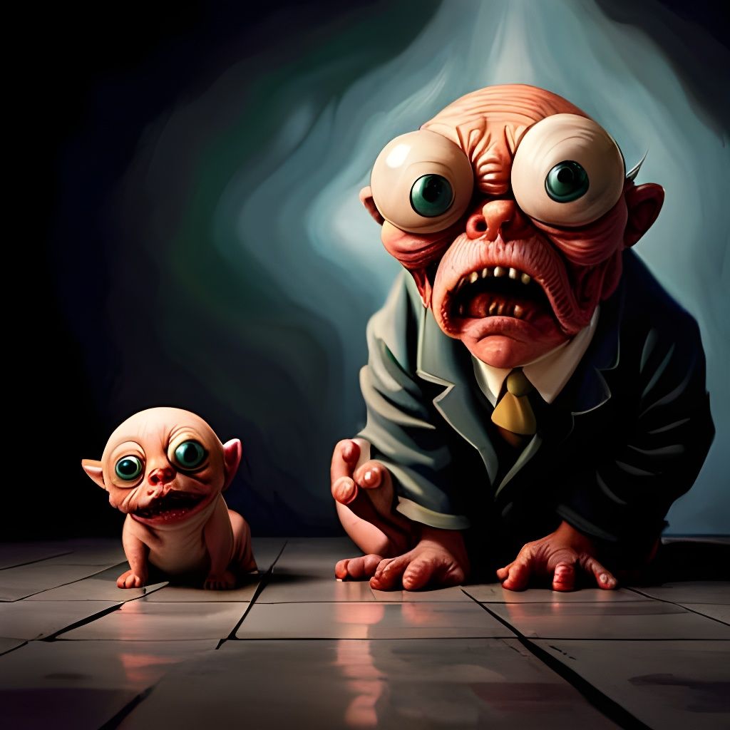 Grotesque Cat in Dark Room, Sinister Horror Film Still