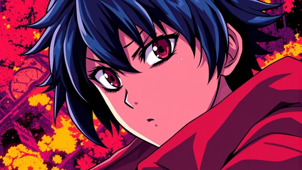 Vibrant Anime Artwork in Dynamic Studio Trigger Style