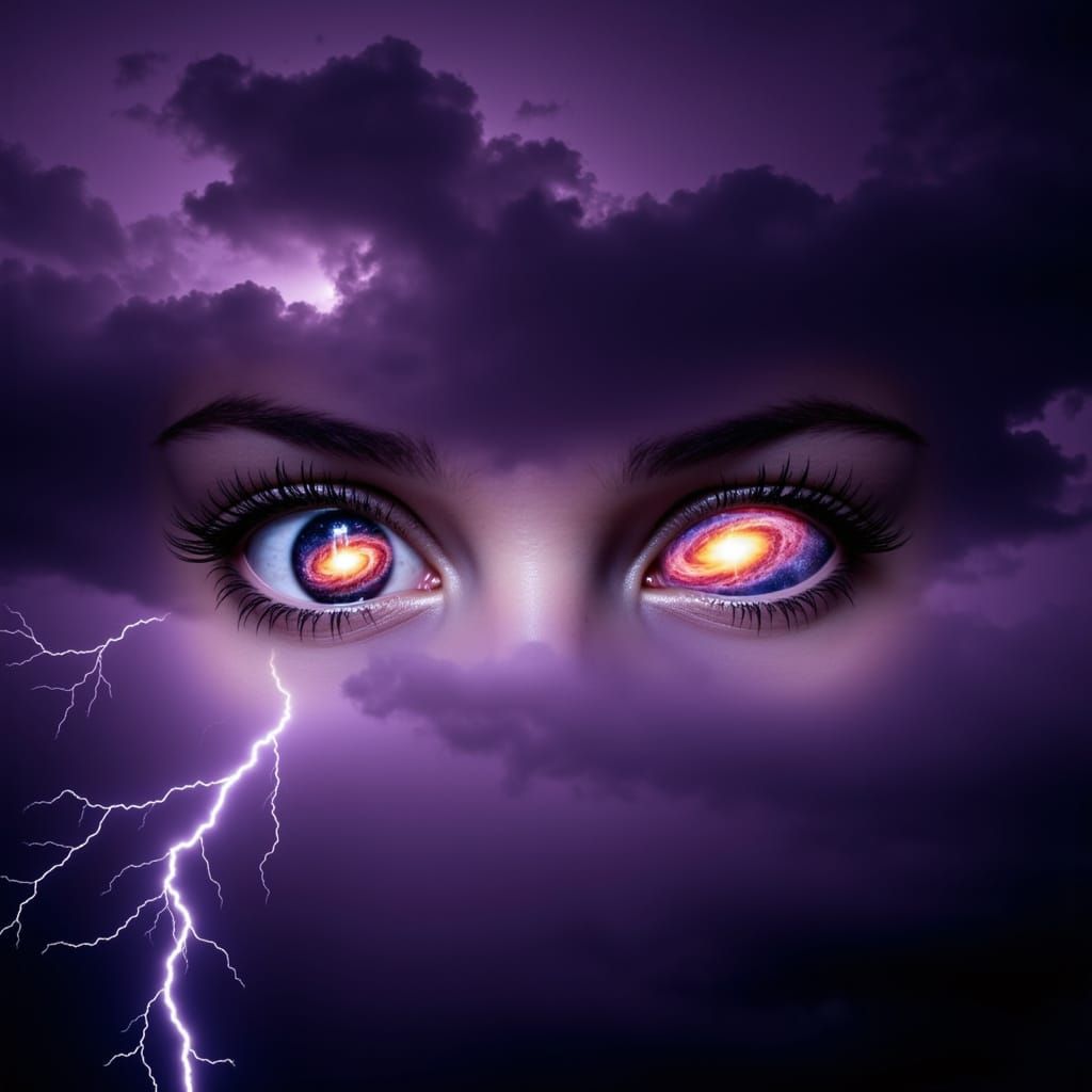 Cosmic Eyes Emerging from Purple Storm