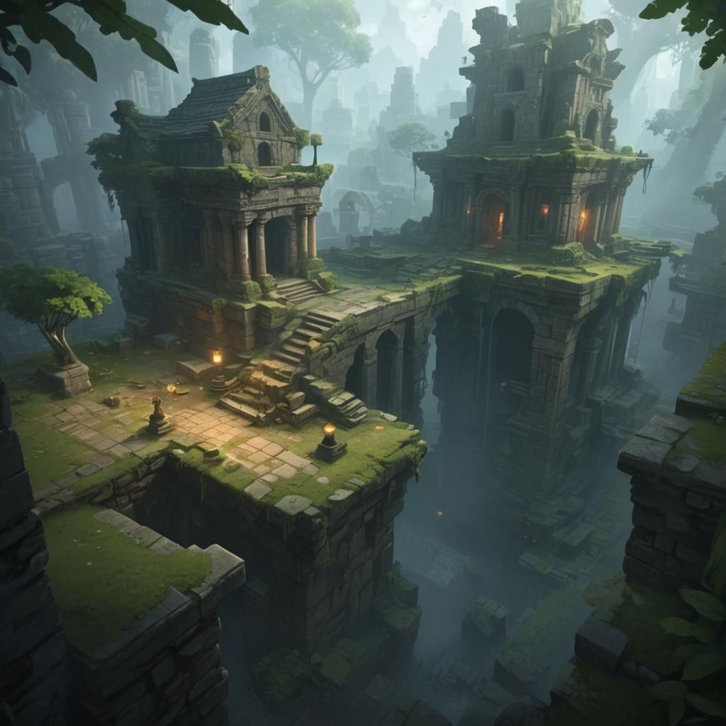 Ancient Library Ruins: 3D Digital Art Puzzle