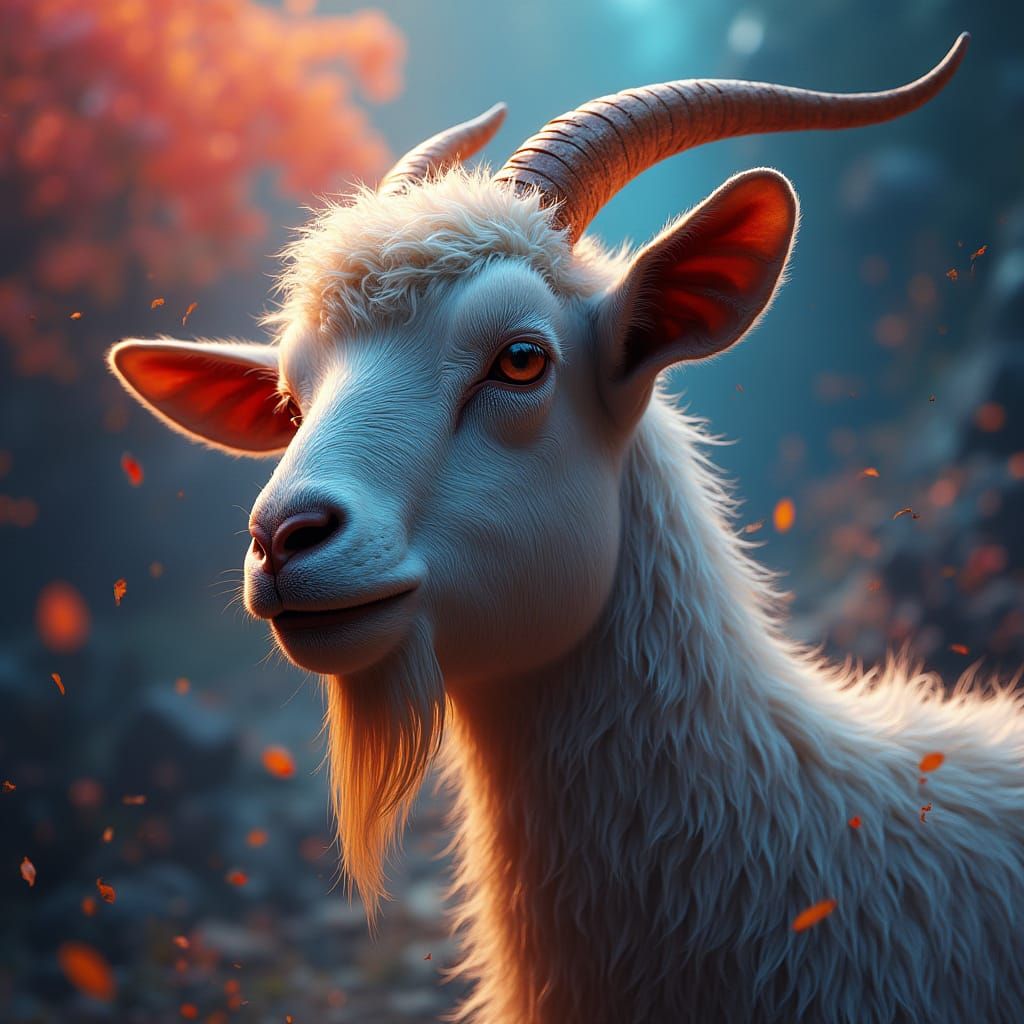 Surreal Goat Portrayed in Hyperrealistic Style
