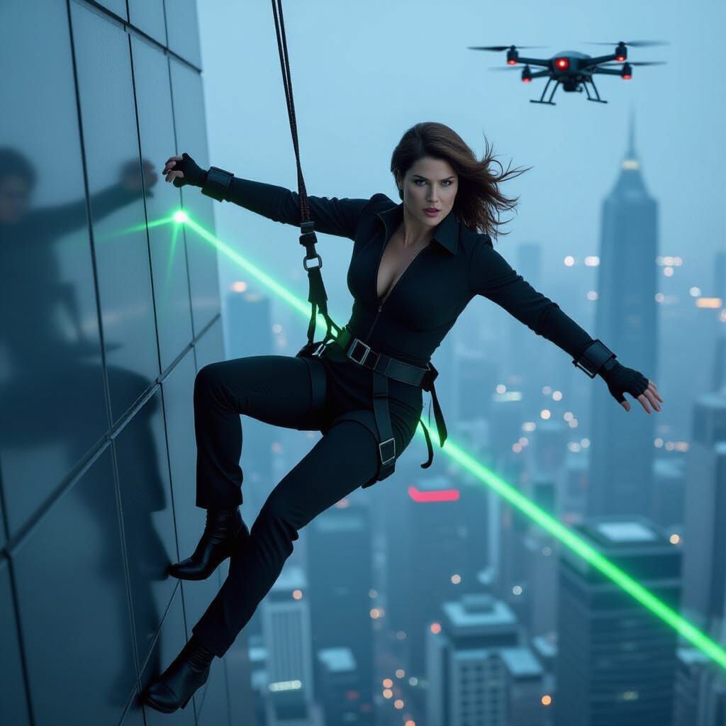 Gemma Arterton as Spy Rappels Down Shanghai Skyscraper