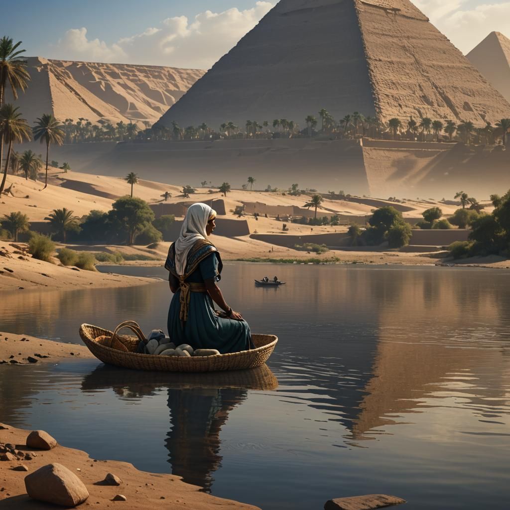 Hebrew Woman and Baby on Nile River