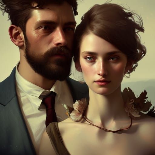 Romantic French Couple Portrait in Paris