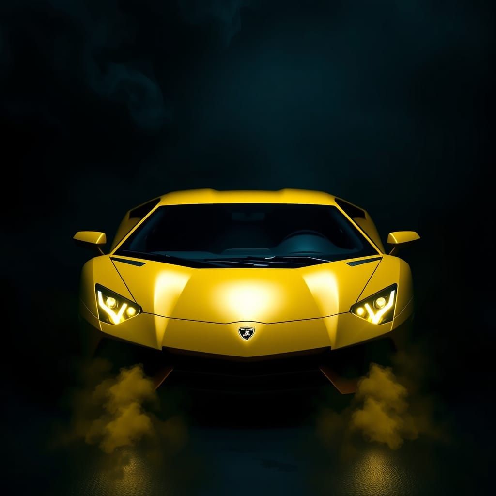 Yellow Lamborghini Aventador in Black Smoke