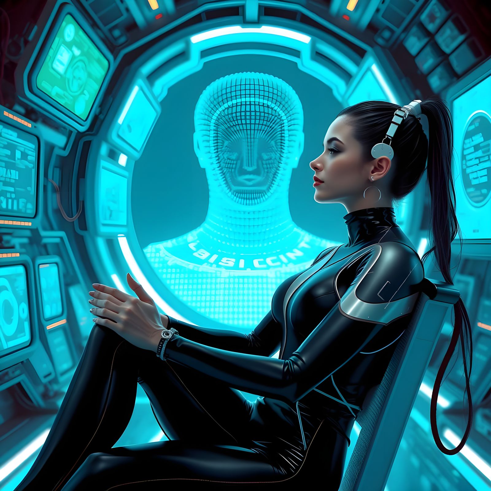 Human Brainwashed by AI Girlfriend in Futuristic Laboratory