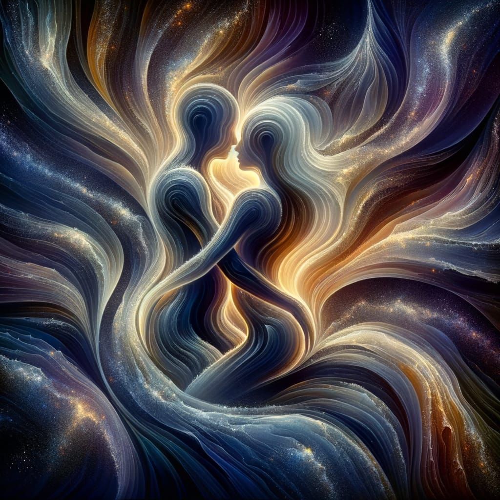 Abstract Love Creation: Dreamlike Ethereal Embrace