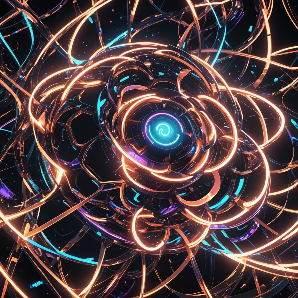 Futuristic Neon Logo with Intertwined Shapes