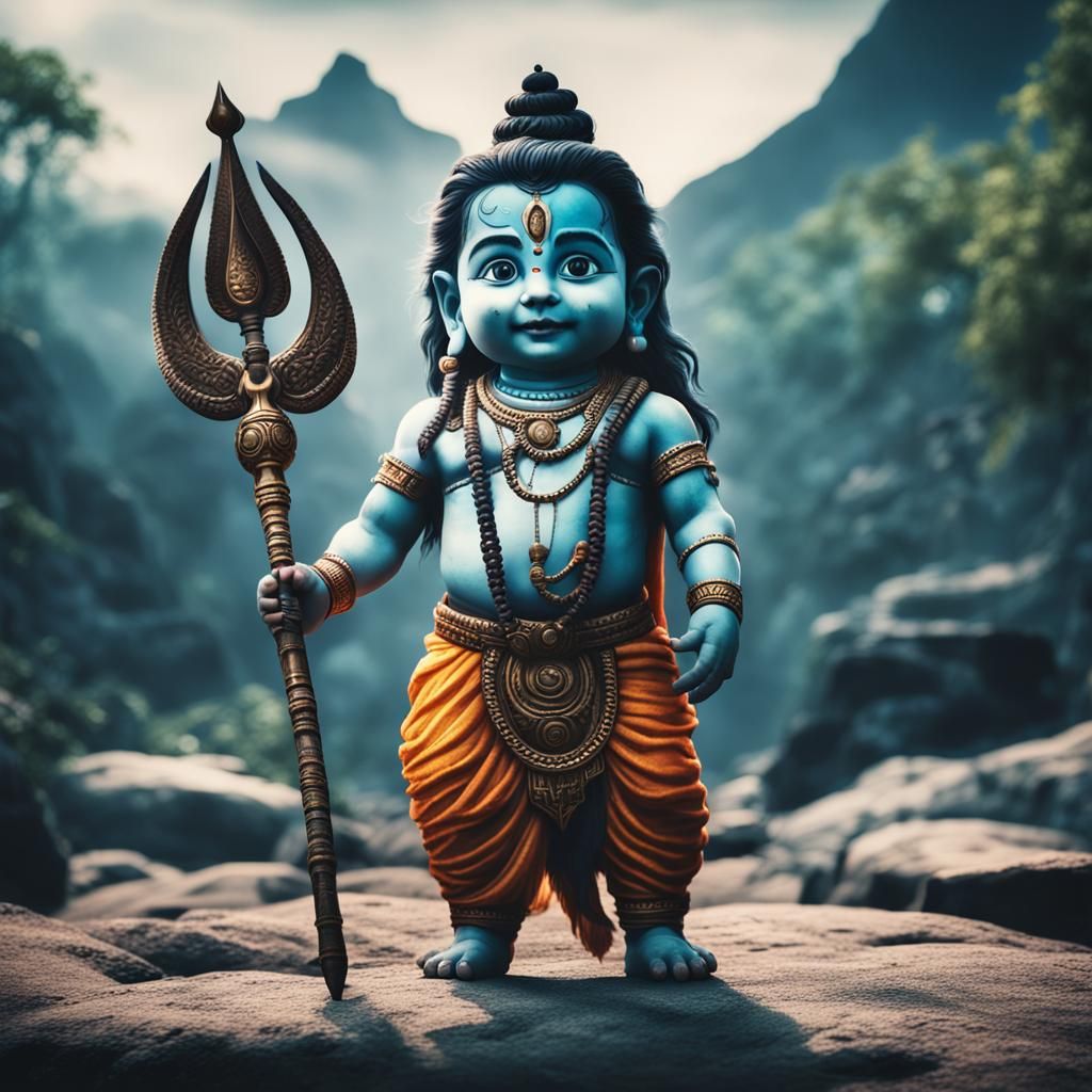 Baby Lord Shiva Sketch in Cinematic Style