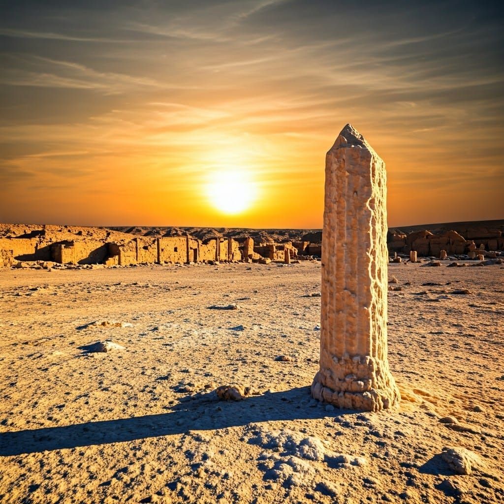 Salt Pillar Gazing Over Sodom and Gomorrah