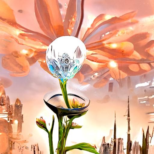 Macro Crystal Glass Flowers in Photorealistic Style