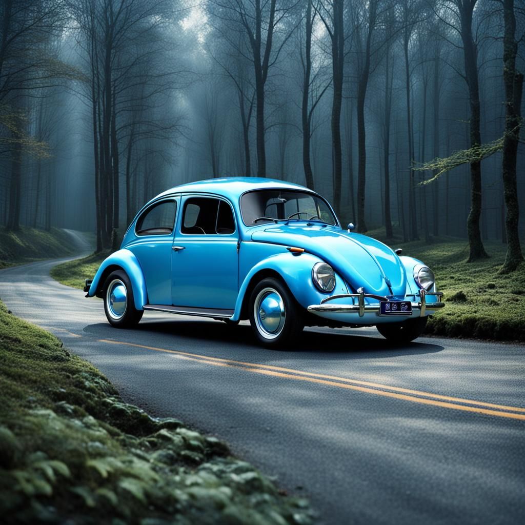 Blue-Accented VW Beetle: A Beautiful AI Creation