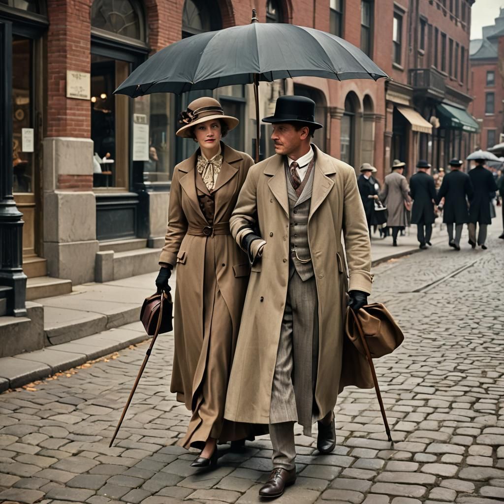 1930s Icon as 1880s Lady Walks in Boston