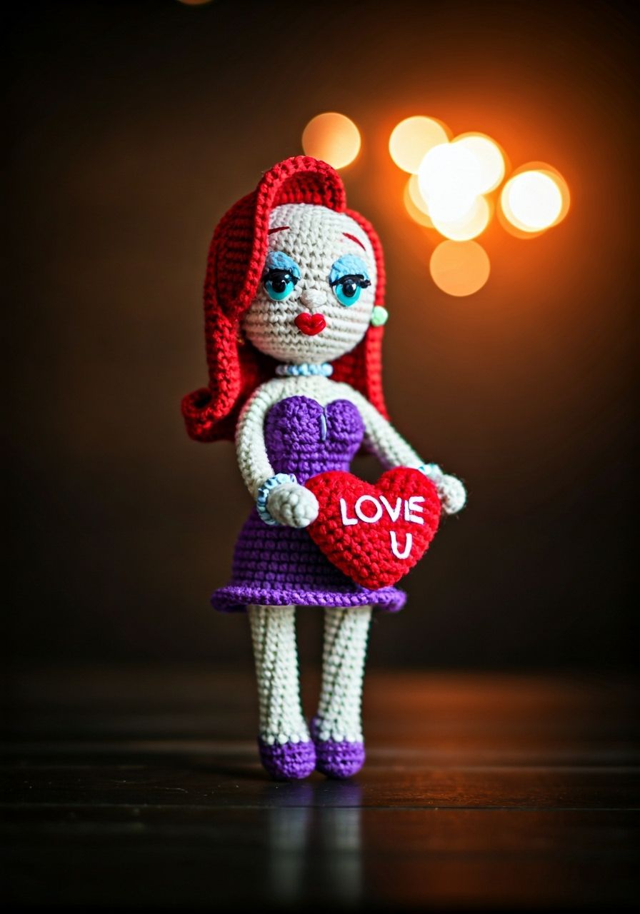 Amigurumi Jessica Rabbit Crochet Doll With Love Heart