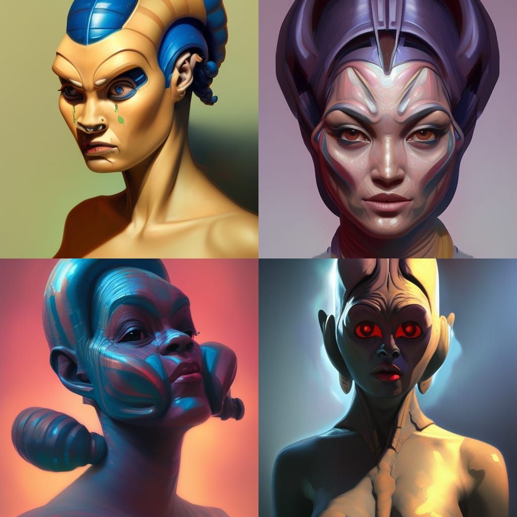 Detailed Twi'lek Portrait in Digital Art Style