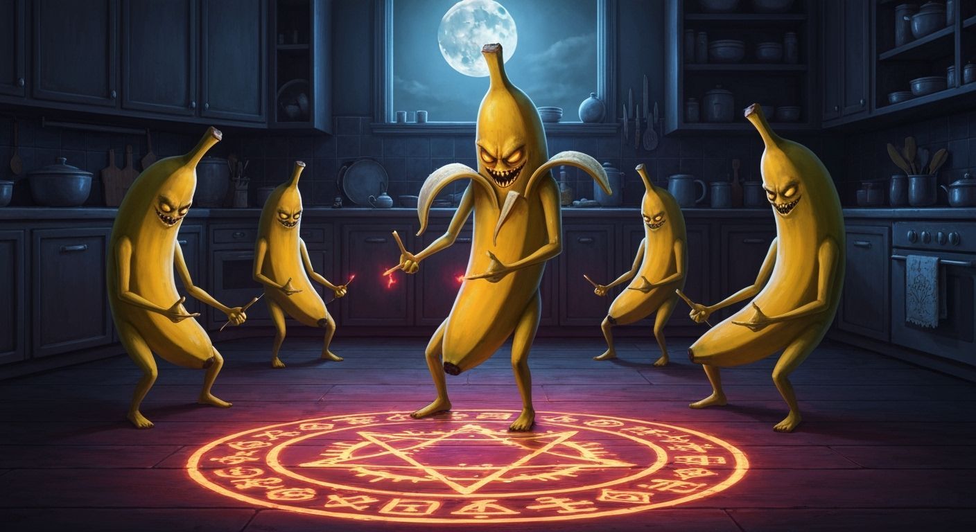 Evil Bananas Perform Ritual Under Eerie Full Moon