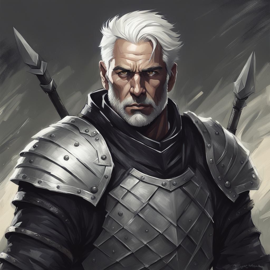Sinister Gray-Skinned Warrior in Leather Armor