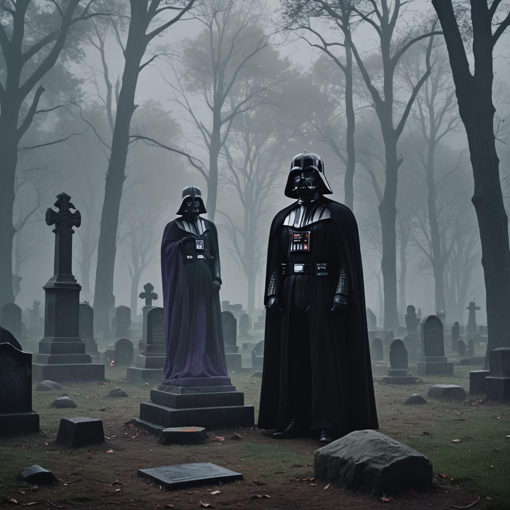 Darth Vader in Cemetery, Cinematic Film Still