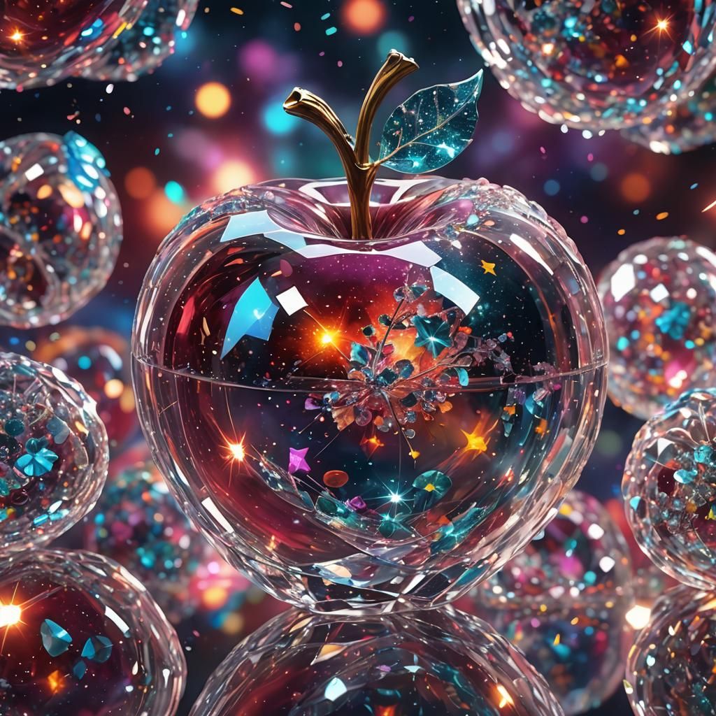 Crystal Apple Galaxy in 3D Anime Art