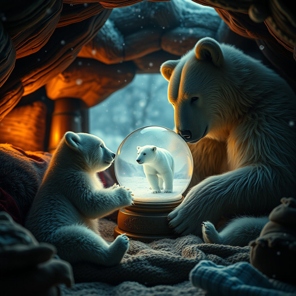 Cozy Bear Den Snowglobe Scene