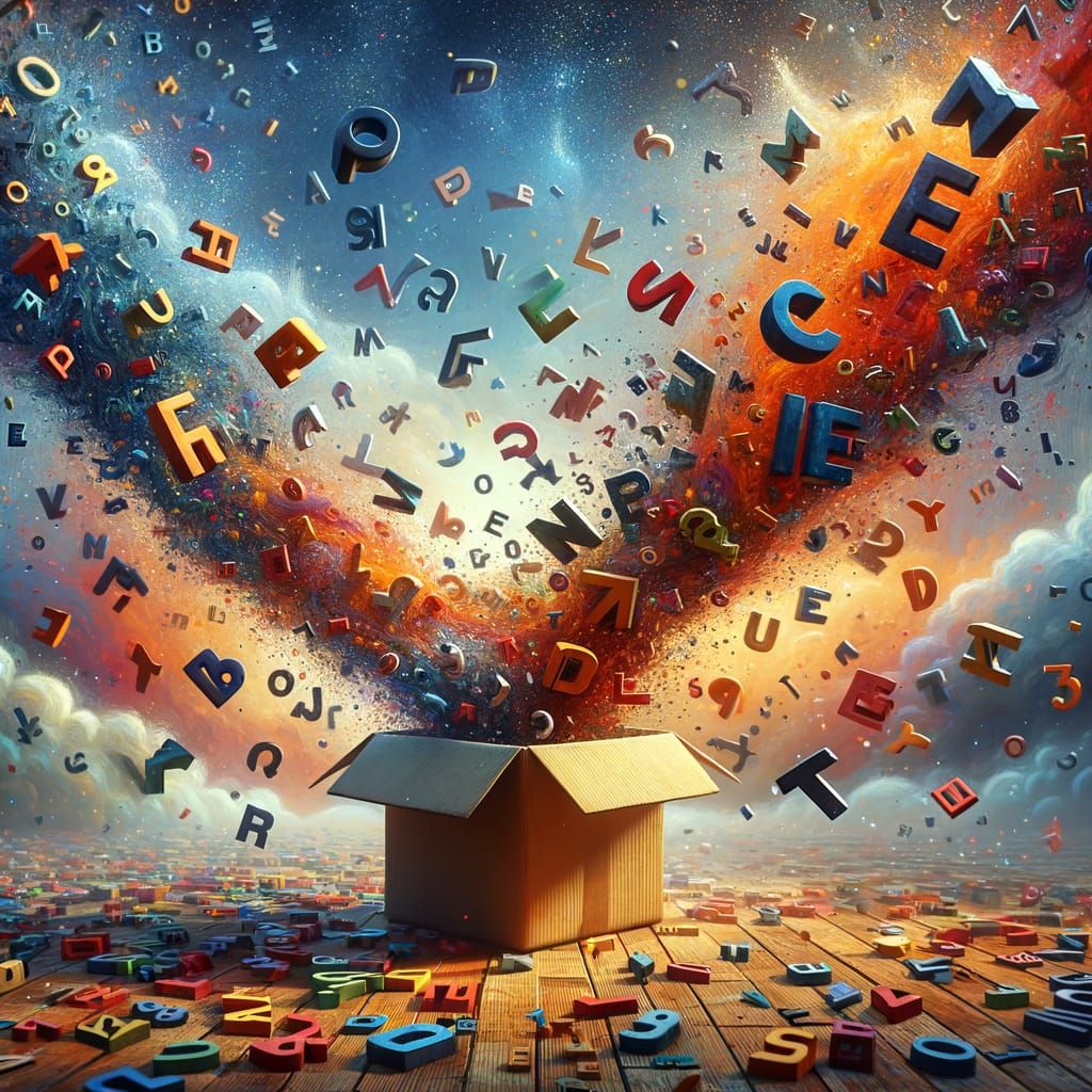 Alphabet Letters Tumbling in a Whirlwind