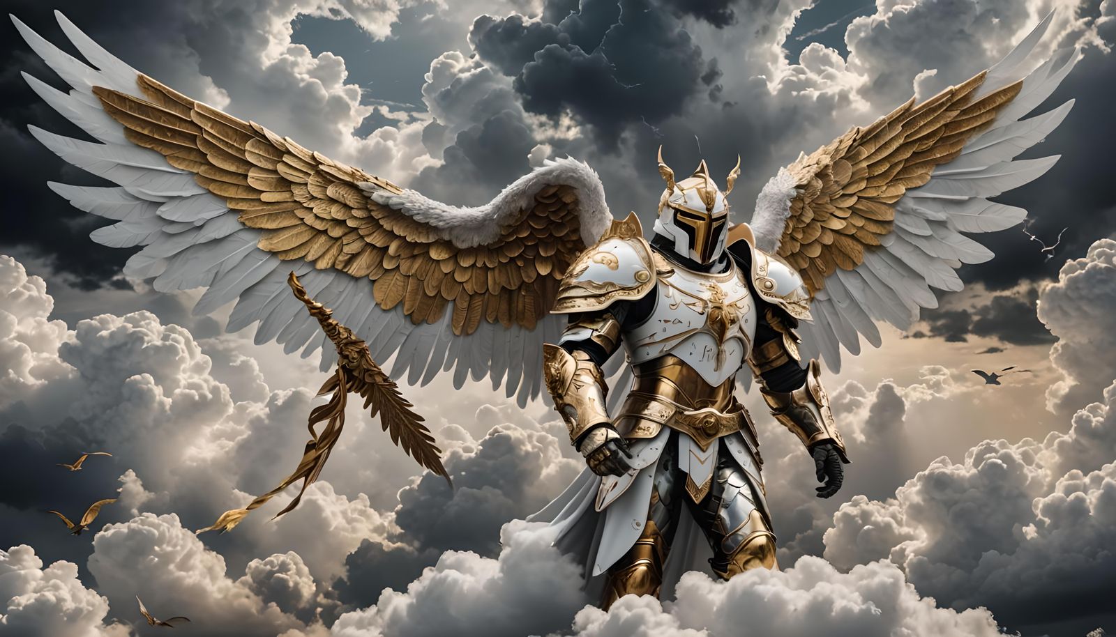 Celestial Being in White and Gold Armor