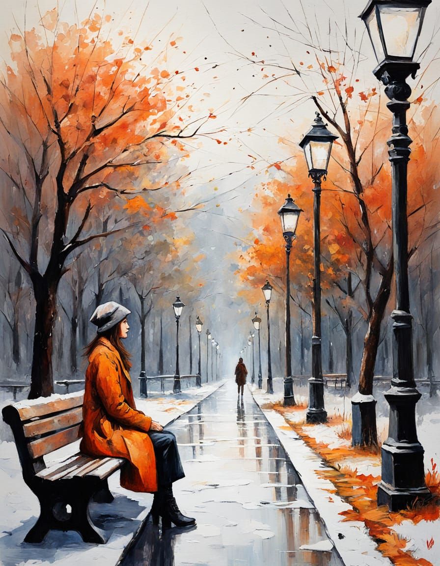 Watercolor Figure With Holographic Landscape