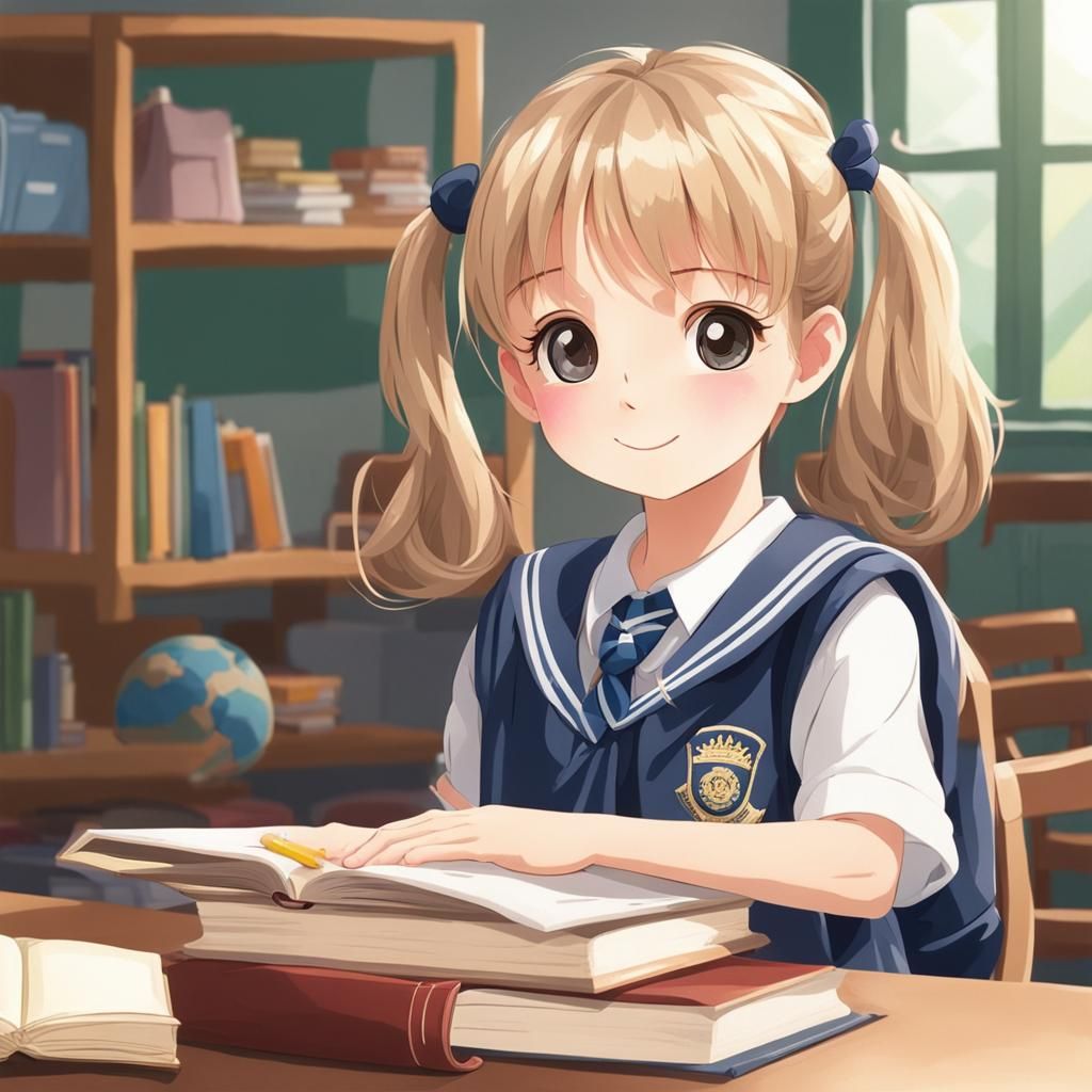 Schoolgirl in Uniform, Digital Art