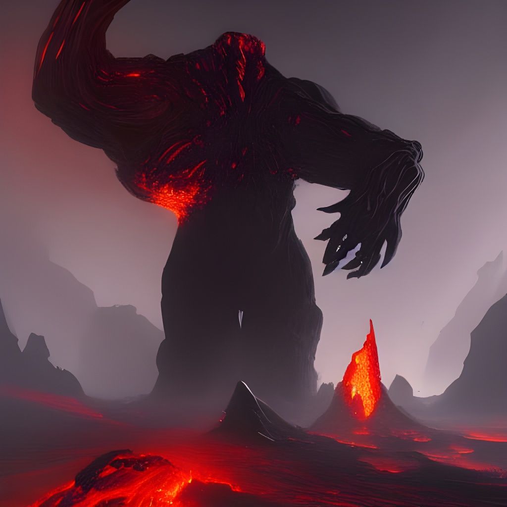 Lava Shadow Monster in Dark Fantasy Style