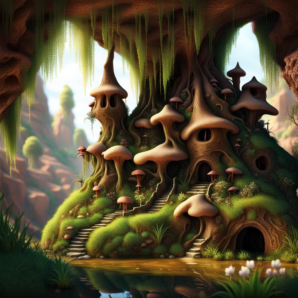 Quaint Gnome Home in Windswept Willow Tree