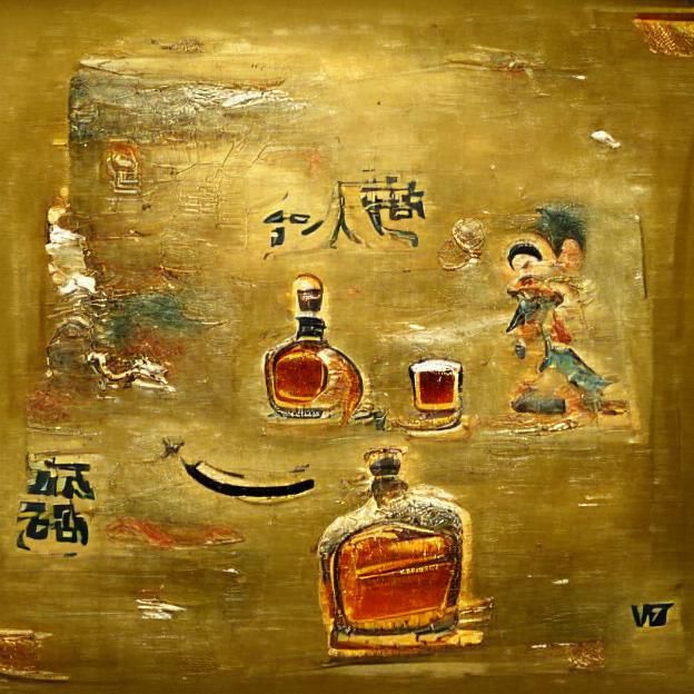 Detailed Painting of Precious Ancient Whiskey