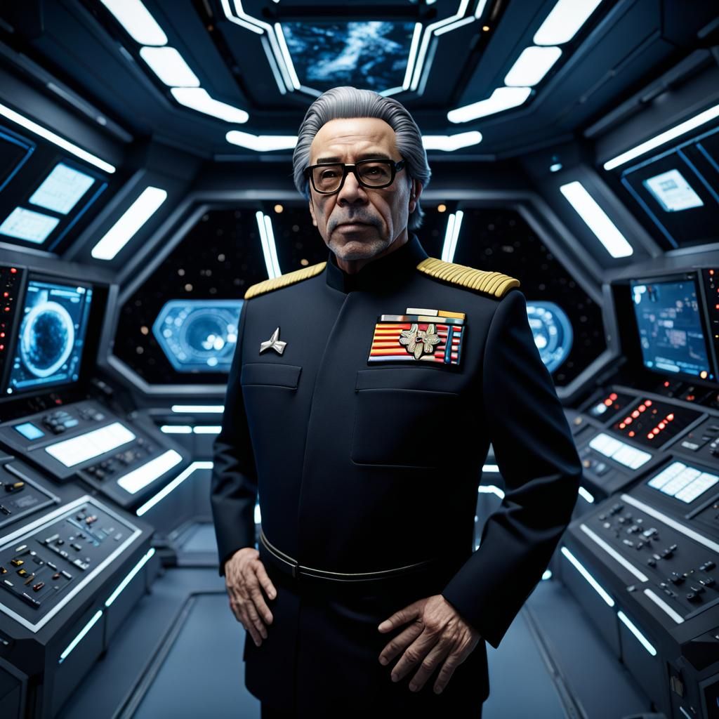 Admiral Adama in Detailed Space Command Center