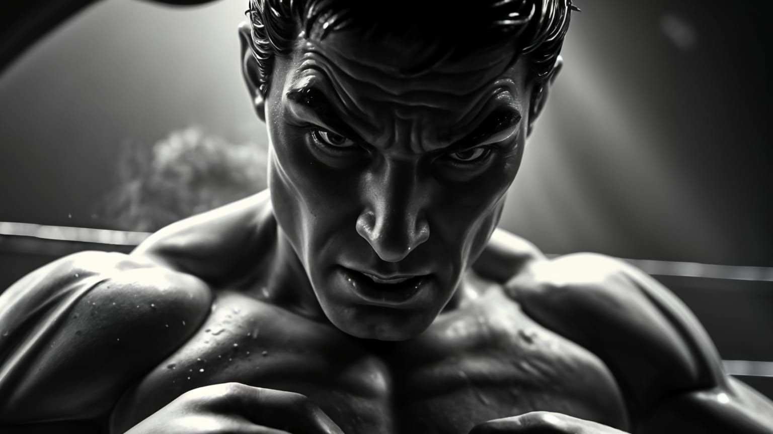 Boxer in Mid-Punch, Photorealistic Close-Up