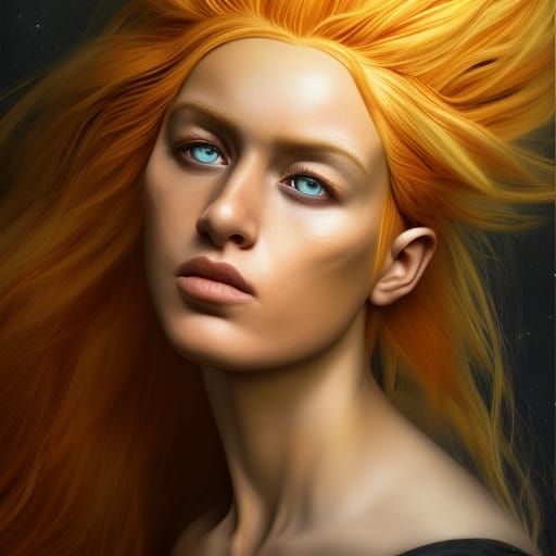 Realistic Super Saiyan Female in Oil Painting Style