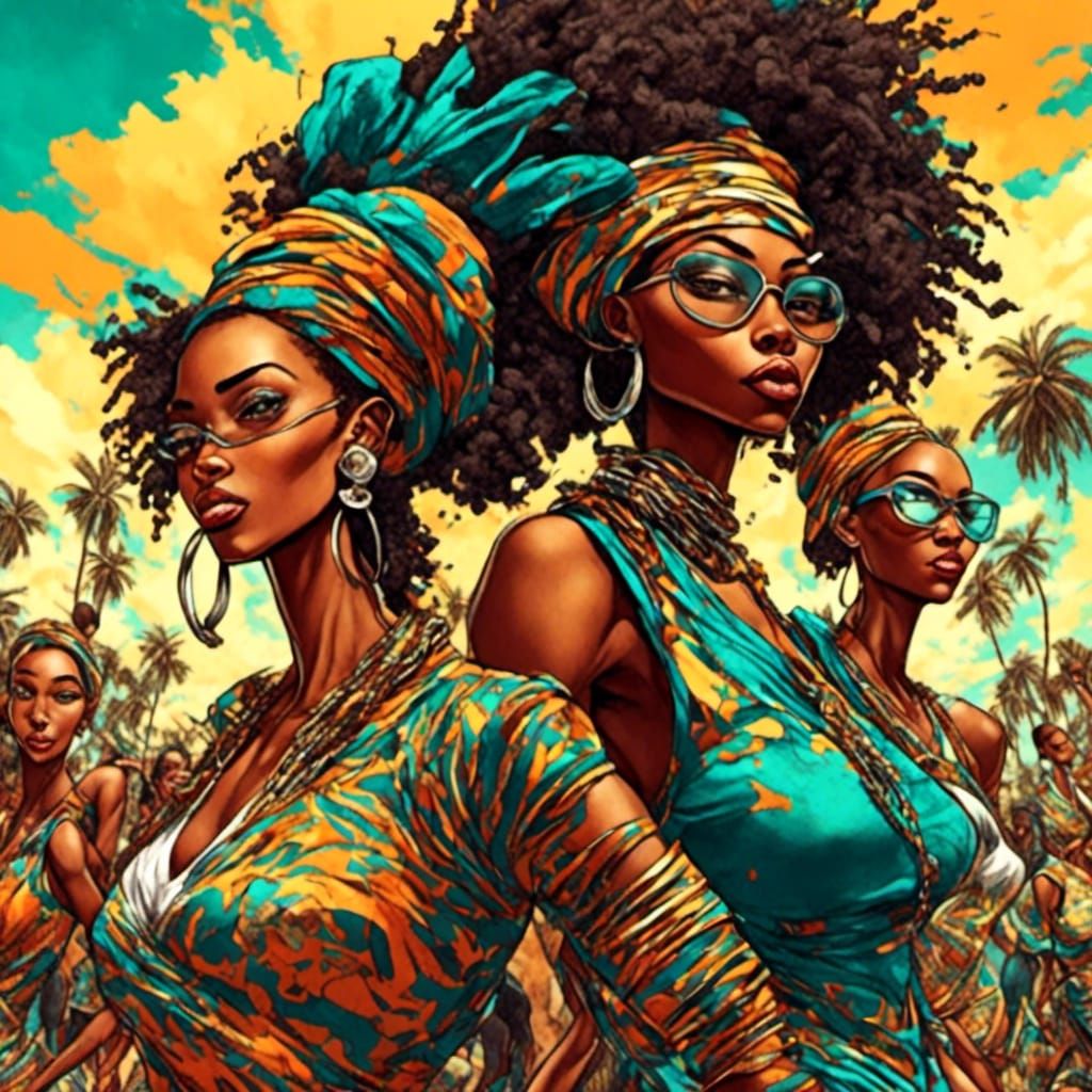 Colorful Portraits of African Women in Pop Art Style