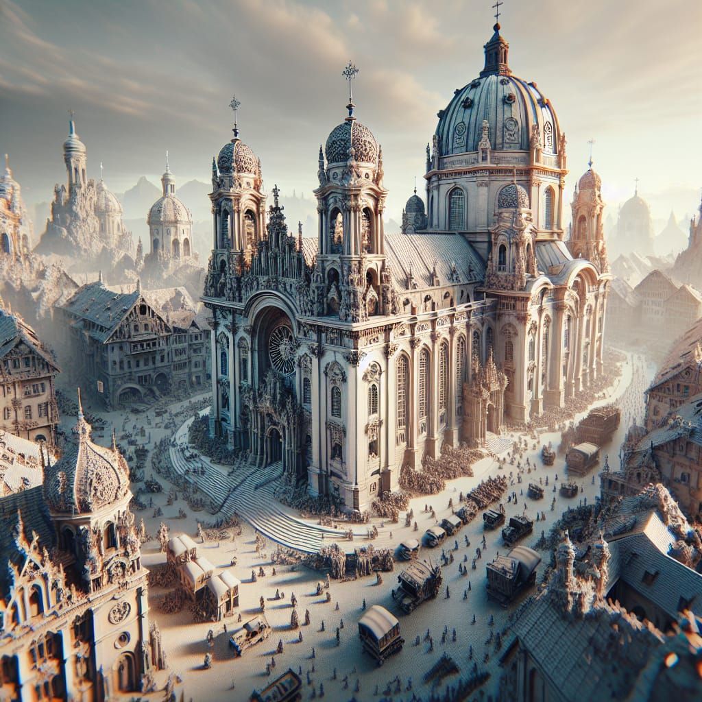 Frauenkirche Cathedral in Epic 3D Game Style