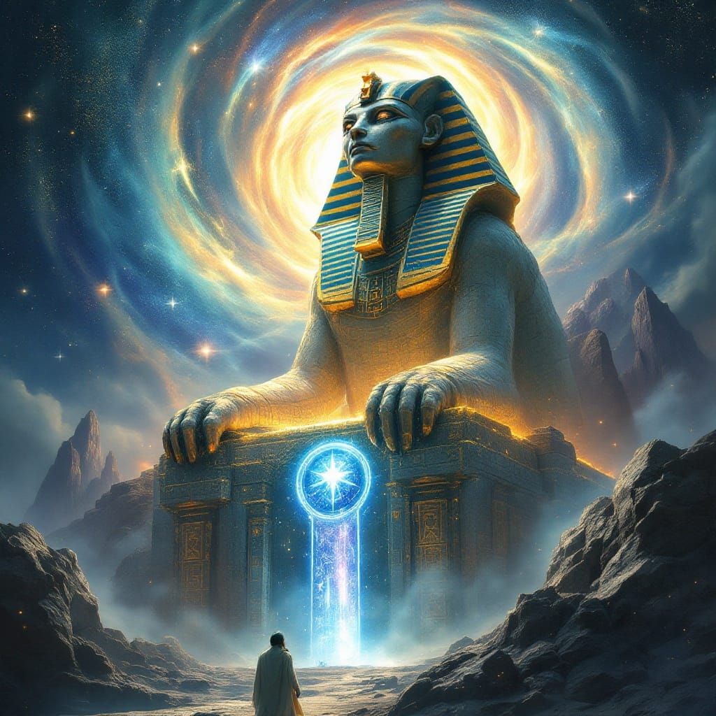 Surreal Cosmic Sphinx in Star Gate Landscape