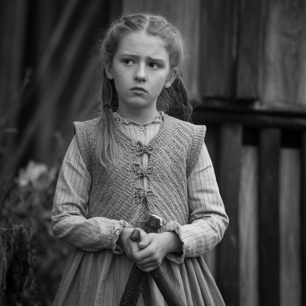 Medieval Girl in Black and White