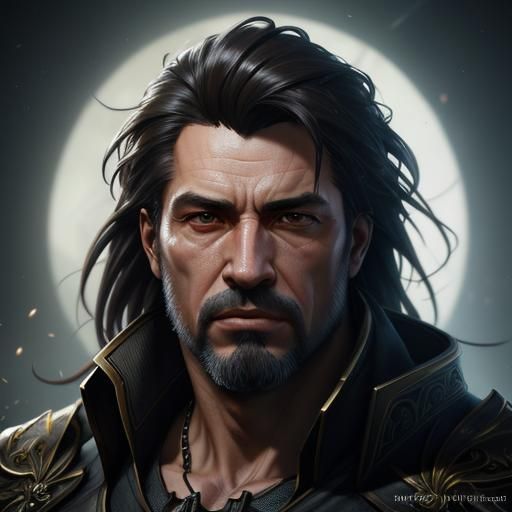 Virile Man Portrait in Hyperdetailed Digital Art Style