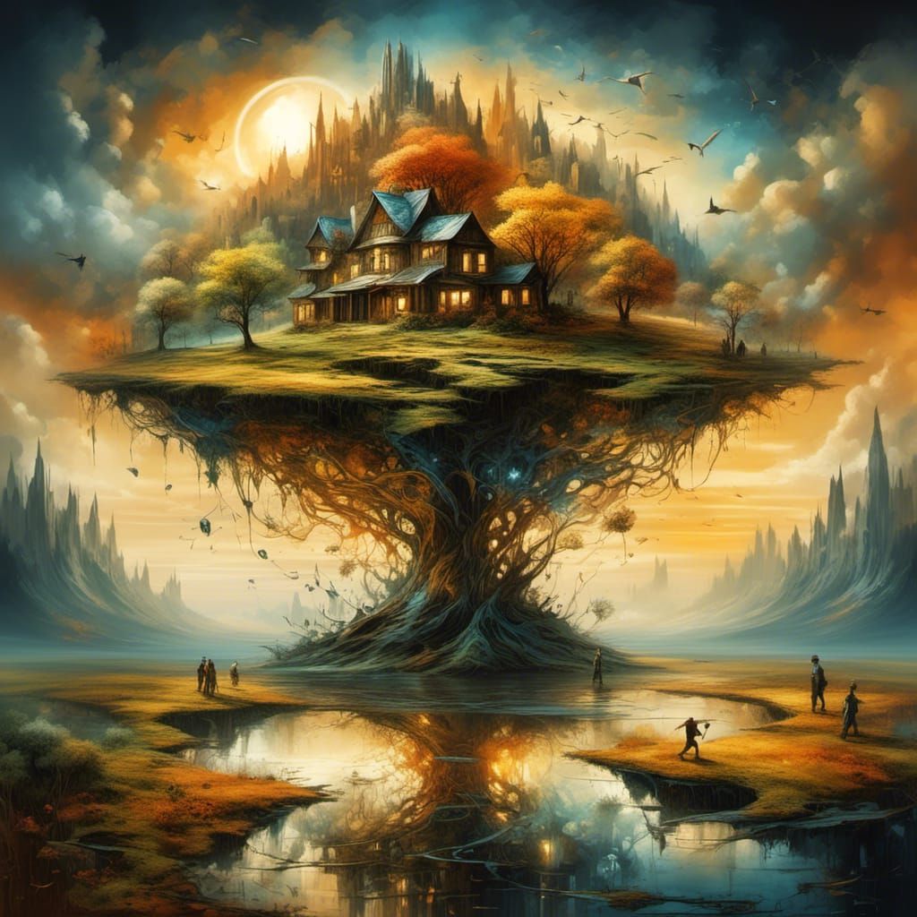 surrealistic landscape, interconnectedness of humans to the ...