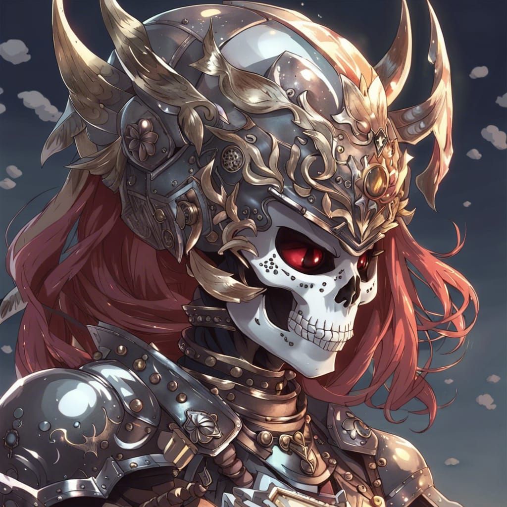 Armored Skull Girl in Anime Style