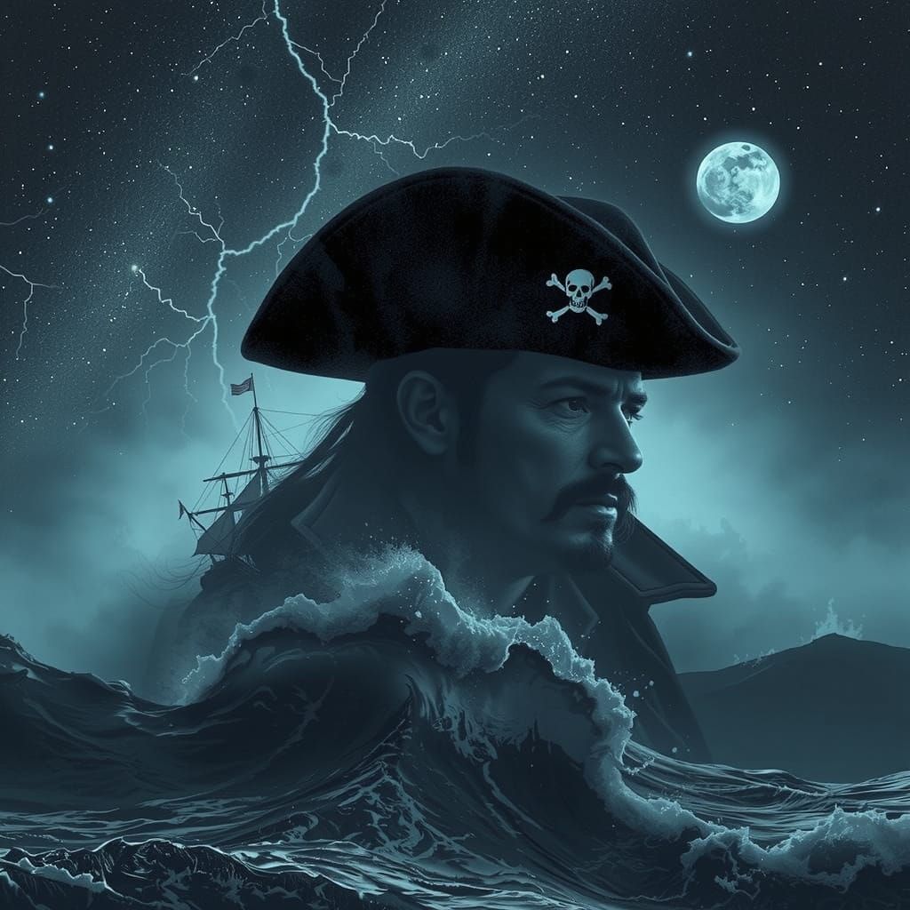 Pirate Hurricane Double Exposure in Victorian Style